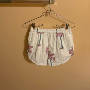Victoria Dunn white palm tree shorts